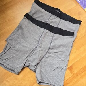 2 Hanes Men's Gray Boxer Briefs /Never Worn Or Washed